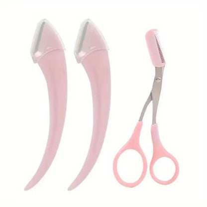 Eyebrow Trimmer Set, Curved Eyebrow Razor, Eyebrow Scissors with Comb, Convenient Easy Beauty Tools for Beginners