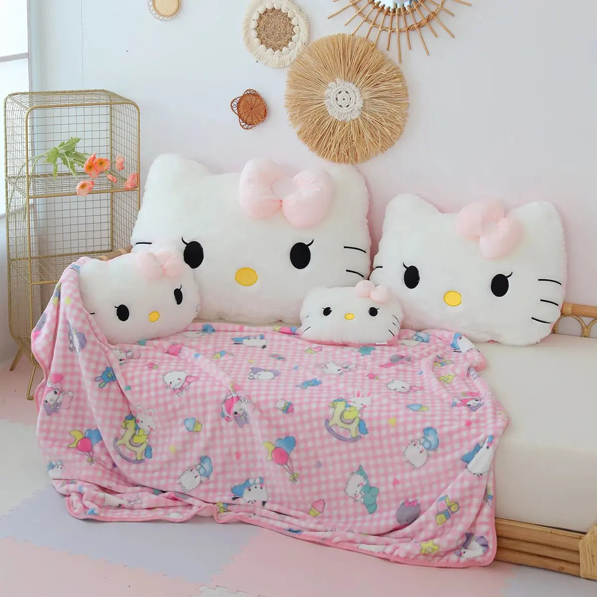 Big Size Hello Kitty Plush Toys Sanrio Anime Peripherals Hello Kitty Blanket KT Cat Stuffed Dolls Hello Kitty Xmas Gift for Kid