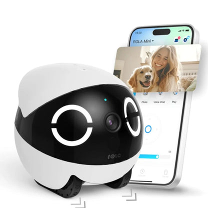 ROLA Mini Companion Robot 2K Camera Night Vision Pet Monitor Home Security Pet Camera Tumbler Design Realtime Control