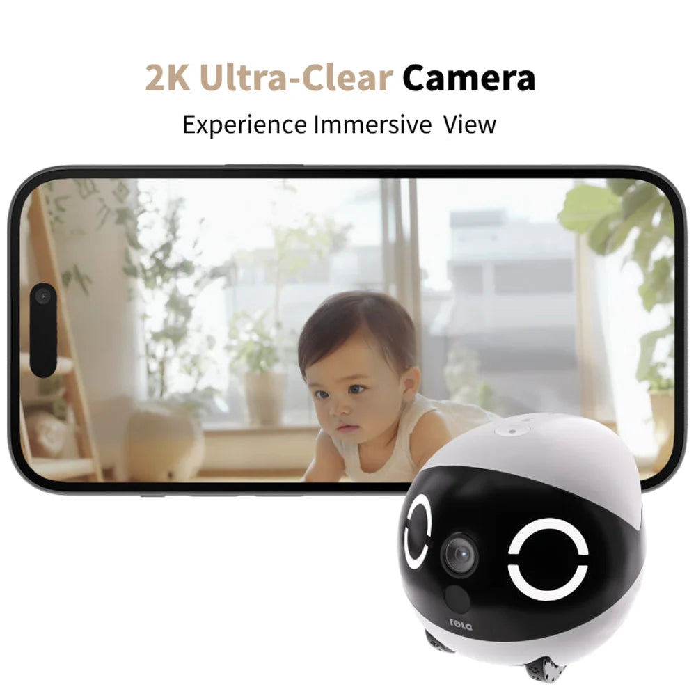ROLA Mini Companion Robot 2K Camera Night Vision Pet Monitor Home Security Pet Camera Tumbler Design Realtime Control